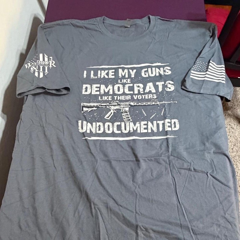 Warrior 12 Mens I Like My Guns Undocumented T-Shirt Gray 3XL Graphic Tee